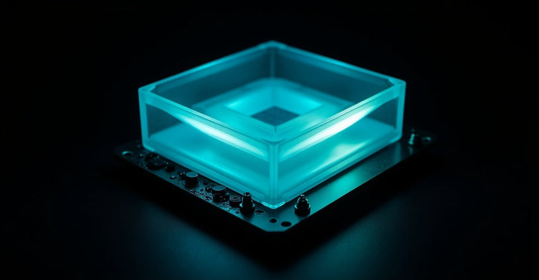 Waterblock CPU pour watercooling custom, base cuivre nickelée avec éclairage teal — 2026